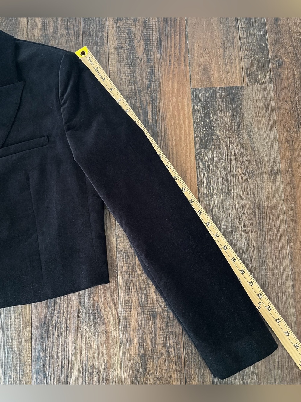 Zara Velvet Cropped Blazer Single Breasted Cotton Fully Lined Size Medium Black - Picture 15 of 16